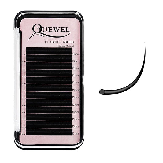 QUEWEL Eyelash Extensions 0.03mm D Curl 13mm Supplies Matte Black Individual Eyelashes Salon Use|0.03/0.05/0.07/0.10/0.15/0.20mm C/D Single 8-18mm Mix 8-15mm/10-15mm|（0.03 D 13mm）