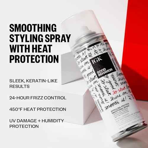 IGK GOOD BEHAVIOR Spirulina Protein Smoothing Spray | Keratin Like Treatment + Frizz Control + Heat Protectant | Vegan + Cruelty Free |