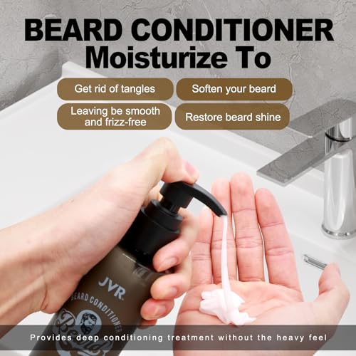 JVR Face Scrub for Men and Beard Wash Beard Conditioner for Men Facial Scrub for Deep Exfoliating, Cleansing + Beard Shampoo Cleanse and Reduces Frizz