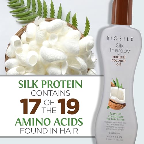 BioSilk Silk Therapy with Natural Coconut Oil Leave-In Treatment,Helps Control Frizz & Flyaways,Sulfate,Paraben & Cruelty-Free,5.64 Oz,(Pack of 2)