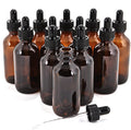 Vivaplex 2 oz Amber Glass Bottles with Droppers - 12 Pack