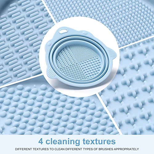 Foldable Silicone Makeup Brush Cleaner Bowl with Scrubber – Portable Travel Tool