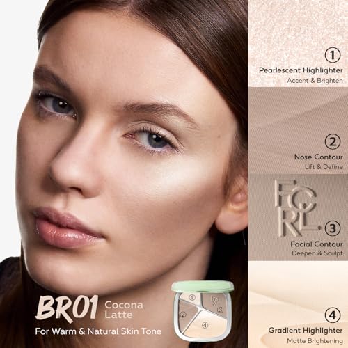 FOCALLURE Highlighter & Contour Palette - 4-Shade 3D Face Makeup