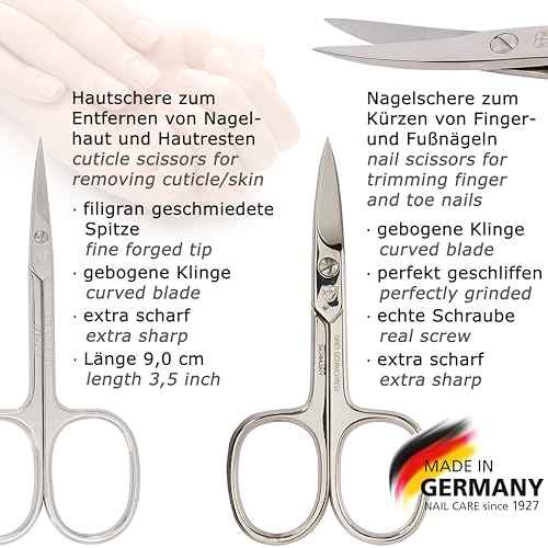 3 Swords Germany - brand quality 6 piece manicure pedicure grooming kit set for professional finger & toe nail care scissors clipper genuine leather case in gift box, Made in Solingen Germany (02266)