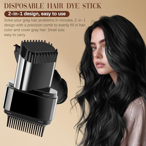 Chinosuo 2-in-1 Hair Color Stick & Comb for Root Touch-Up, Waterproof & Sweat-Proof, Natural Safe Ingredients, Easy to Use for Gray Hair