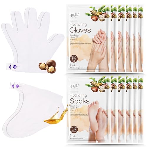 Epielle Hydrating Hand & Foot Masks - 6 Gloves & 6 Socks Spa Kit