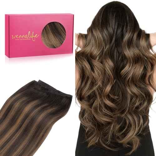 WENNALIFE Sew in Hair Extensions Real Human Hair, Weft Hair Extensions Human Hair 18 Inch 90g Balayage Dark Brown to Chestnut Brown Hand Tied Weft Straight Extensiones De Cabello Hmano