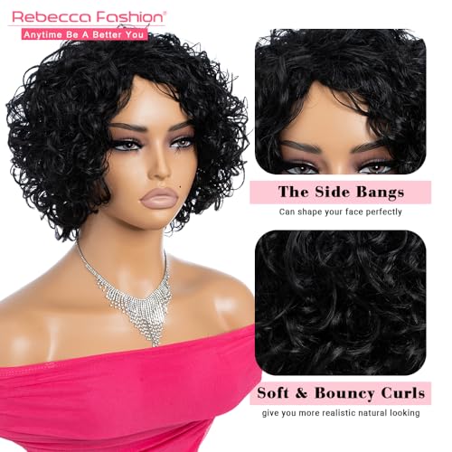 Short Curly Bob Wig for Black Women - Glueless Human Hair