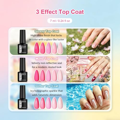 Phoenixy 27-Piece Gel Nail Polish Set with Base & Top Coats for Manicure