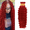 Red Boho Human Hair Wavy Bundles 14 Inch for Braids & Hairstyles - 3 Pack