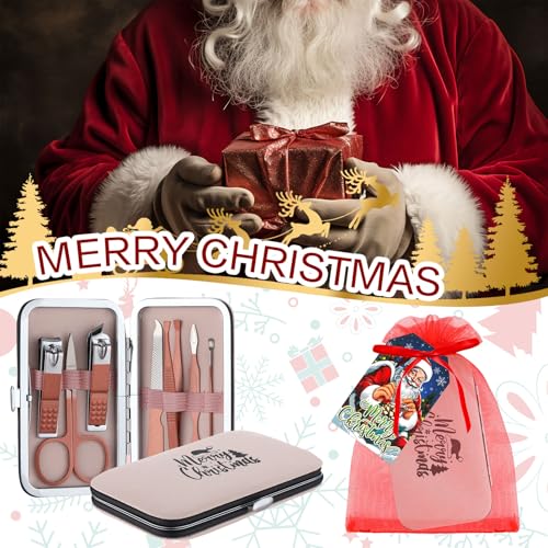 12 Set Christmas Manicure Set Bulk Christmas Stocking Stuffers Women Nail Clippers Pedicure Kit 7 In1 Travel Stainless Steel Grooming Kits Funny Xmas Gifts for Employees Office Coworkers