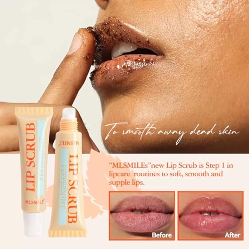 Lip Balm, Scrubs, Plumping Oil 3-in-1 Lips Care Set | Exfoliate, Hydrate & Heal Cracks Effectively Moisturizes Lip Clear Repairs Dry Lips Skincare Gift Kit (PEPPERMINT)