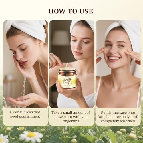 Beef Tallow for Skin, Tallow and Honey Balm, Tallow Face Moisturizer, Grass Fed Beef Tallow for Face - Sensitive Dry Skin Repair, Deeply Nourishing, Fragrance Free, 4.23Oz, Unscented