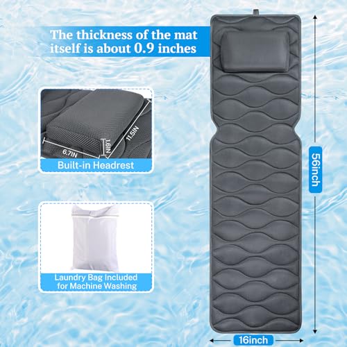 TranquilRelax Bath Pillow with 17 Suction Cups - Head, Neck & Shoulder Support