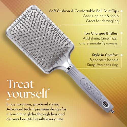 Olivia Garden Ceramic + Ion XL Pro Hair Brush - Paddle Brush for All Hair Types - Smooths and Adds Shine