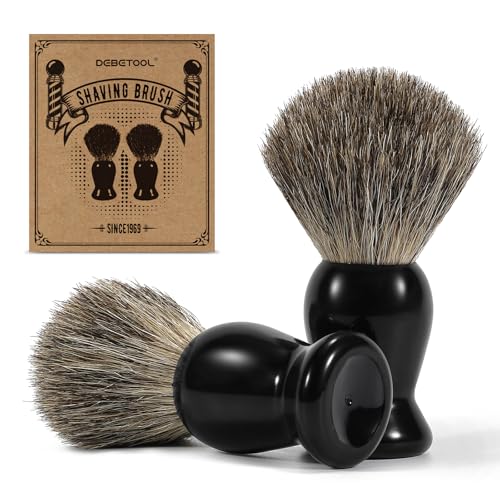 2Pack Badger Hair Shaving Brush - Professional Fast Lather Shaving Cream Brush for Sensitive Skin, Luxury Shave Brush for Men Gift