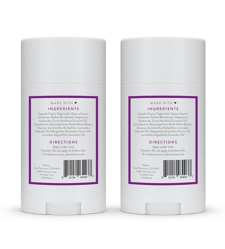 Native Deodorant Contains Naturally Derived Ingredients, 72 Hour Odor Control | Deodorant for Women and Men, Aluminum Free with Baking Soda, Coconut Oil and Shea Butter | Lavender & Rose, 2-Pack