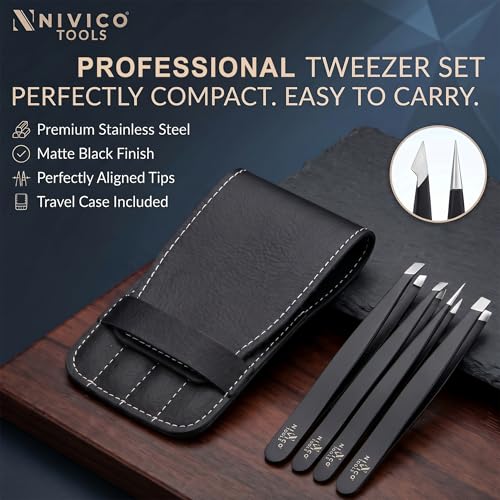 Professional Eyebrow Tweezers Set - Surgical-Grade Stainless Steel