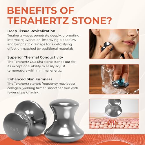 Terahertz Gua Sha Facial and Mushroom Tool Set ? includes Terahertz Gua Sha and Terahertz Mushroom Gua Sha for Enhanced Lymphatic Drainage, Sculpting, and Precise Control