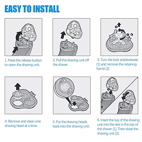 HQ8 Replacement Heads Compatible with Philips Norelco Aquatec Shaver, HQ8 Blades for Philips Norelco Aquatec Shavers Razor for PT720 PT730 AT880 At830 AT810, New Upgraded HQ8 Blades, 6 Pack