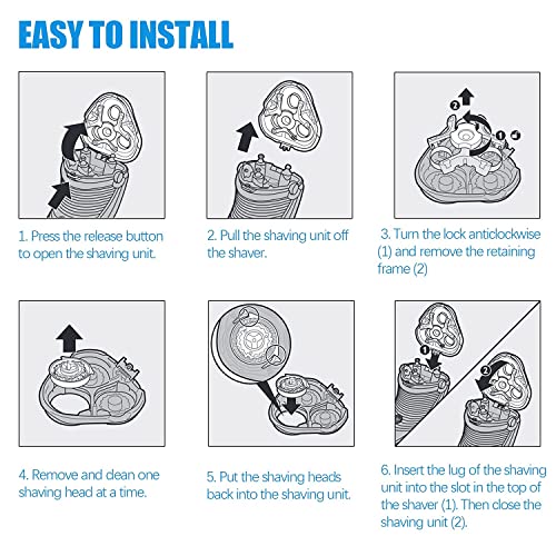 HQ8 Replacement Heads for Philips Norelco Aquatec Replacement Heads for Norelco Aquatec Shavers Razor Replacement Blades for PT720 PT730 AT880 At830 AT810 AT815,OEM Upgraded HQ8 Blades,6Pack & Brush