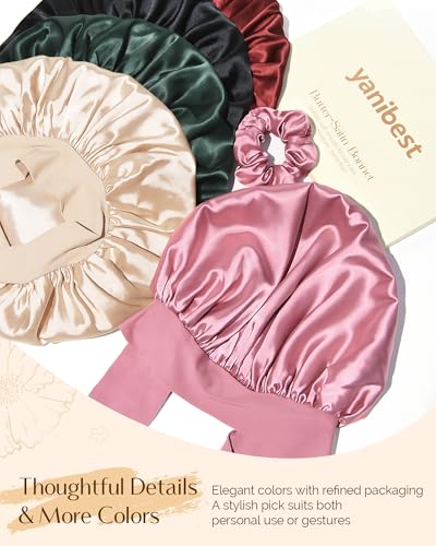 YANIBEST Adjustable Double Layer Satin Bonnet for Sleep