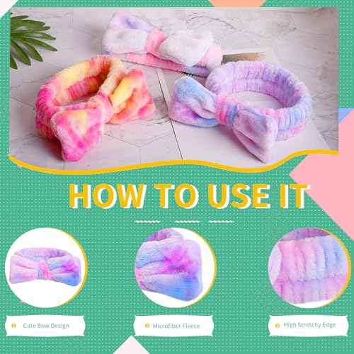 WSYUB Spa Headband and Wristband Set with Hair Scrunchies, Face Wash Headbands, Makeup Skincare Headband Wrist Bands for Washing Face