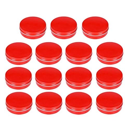 2oz/60ml Red Aluminum Tin Jar With Screw Lid - 15 Pack Metal Round Cans Containers for Lip Balm, DIY Salve, Spice, Candies, Crafts - Cosmetic Sample Steel Containers