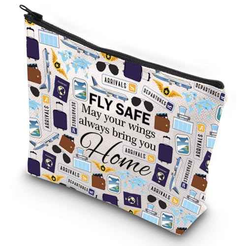 G2TUP Fly Safe Gift For Traveler Cosmetic Bag Flight Attendant Traveler Pouch Aviation Grad Toiletry Bag (Fly Safe New)