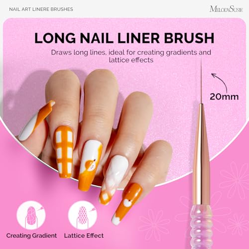 MelodySusie Nail Art Brush Set - 5 Professional Brushes & Holder