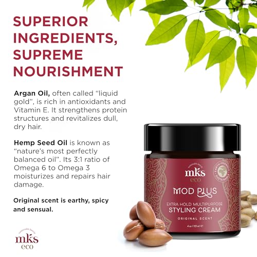MKS eco Mod Plus, Original Scent - 4 oz - Multipurpose Styling Cream - Hemp Seed Oil, Moroccan Argan Oil - Vegan & Cruelty Free