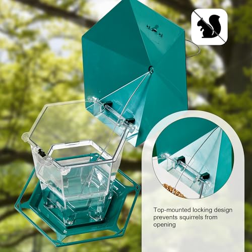 KSIA Squirrel Proof Bird Feeder - Durable Outdoor Hanging Feeder, 2 Pack