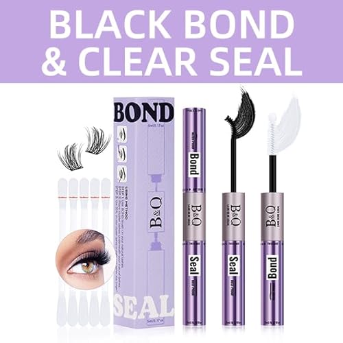 Bond and Seal Lash Glue 10ml Lash Bond and Seal Waterproof 72 Hour Eyelash Bond and Seal Strong Hold 2 in 1 Lash Glue and Bond Lash Seal and Bond for Wispy DIY Lash Clusters£¨GM-FD-ShuangT-Hei£©
