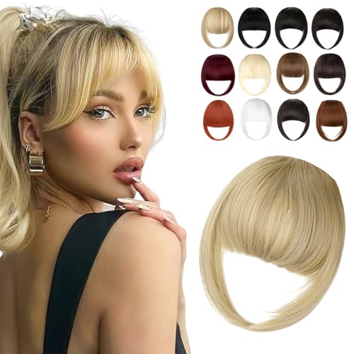 Clip In Bangs Synthetic French Fringe Hair Extensions Ash Blonde