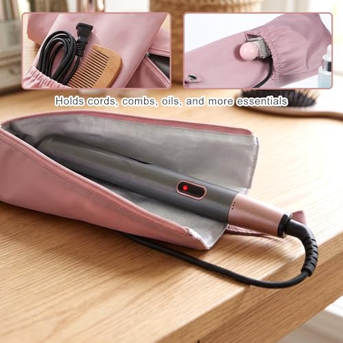 Heat-Resistant Hair Tool Organizer & Travel Case for Curling Irons & Flat Iron - Pink