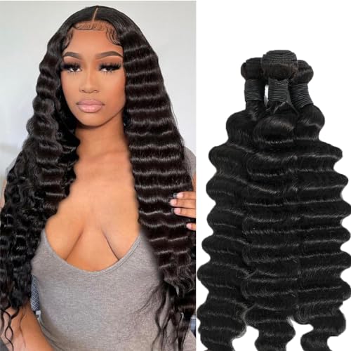 Brazilian Loose Deep Wave Hair Bundles 22 24 26 Inch