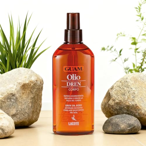 GUAM Dren Anti-Cellulite Massage Oil ? Lymphatic Drainage & Water Retention Relief ? Essential Oils for Skin Firming & Toning (200 ML)