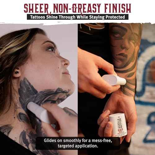 Hustle Butter Tattoo Aftercare Sunscreen Stick - Tattoo Sunscreen Stick, Fade Protection SPF 50, Hydrating with Shea Butter & Coconut Oil, TSA-Friendly, Water Resistant, Non-Greasy, 0.68 oz