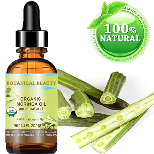 Botanical Beauty? Organic Moringa Oil 100% Pure Natural Undiluted 0.5 Fl.oz.- 15 ml. for Face Skin, Hair, Lips, Body, Nails Rich in Vitamin C, Vitamin E