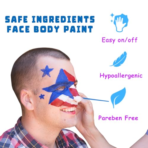 Bowitzki Face and Body Paint 2oz Cream Makeup 60ml Water Based Face Painting Special Effects For Adults Halloween Christmas Party Stage Cosplay (Black+White)