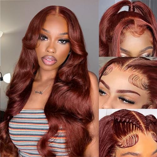 Reddish Brown 13x6 HD Lace Front Wig Human Hair 22in