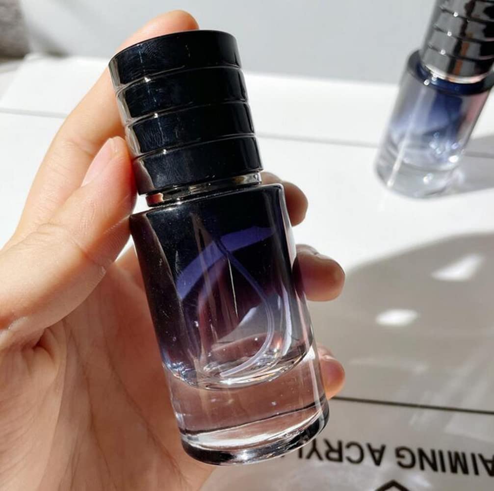 30ML Glass Perfume Bottles Empty Gradient Black Spray Perfume Bottles with Black Screw Lid Refillable Portable Empty Square Perfume Atomizer Vials Refillable Cosmetic Containers for Perfume Essential