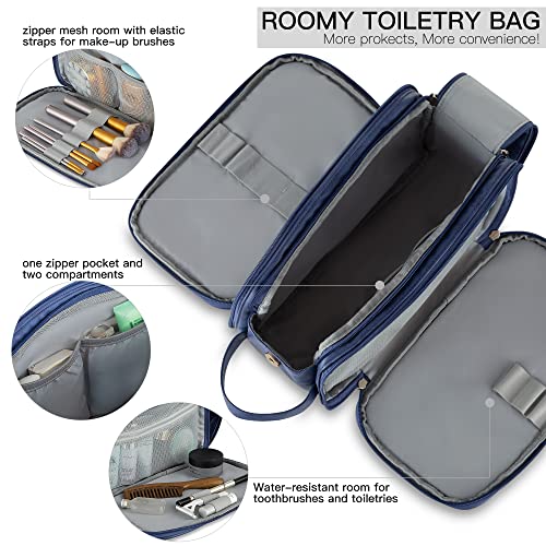 Elviros Large PU Leather Toiletry Bag for Men - Water-Resistant Travel Organizer