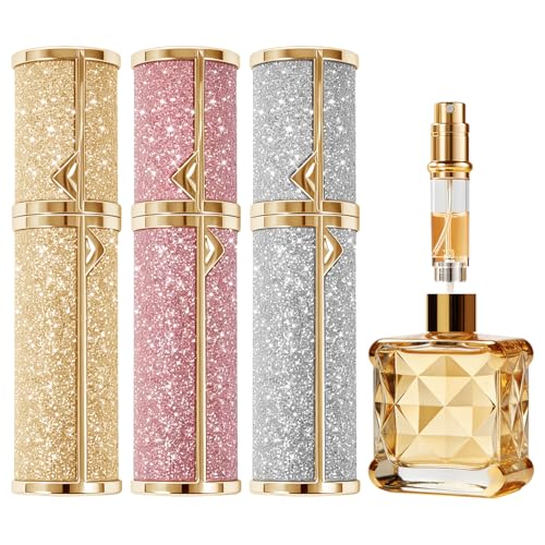Travel Perfume Bottle Refillable 3PCS, Leak-Proof TSA Perfume Travel Bottle, Luxury Refillable Perfume Atomizer Portable Perfume Sprayer for Women & Men