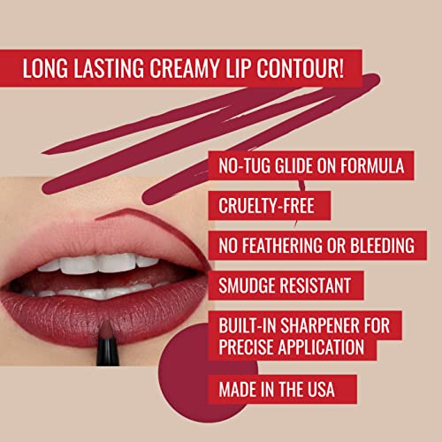 Runway Rogue ¡®Showtime¡¯ Brick-Red Pearl Glam Shimmer Long Wear Liquid Lipstick Bundle with ¡®Get the Look¡¯ Matte Garnet-Maroon Designer Liner Lip Liner
