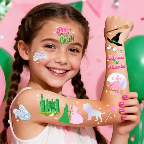 84Pcs Witch Temporary Tattoos - Birthday Witch Accessory, Wizard party decorations in Iridescent Foil Style, Fake Tattoo Stickers for Kids, Movie Themed Party Favors, Gifts for Boys Girls