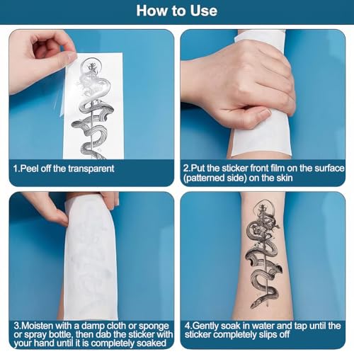 Snake Temporary Tattoos, 20 Sheets Waterproof Stickers