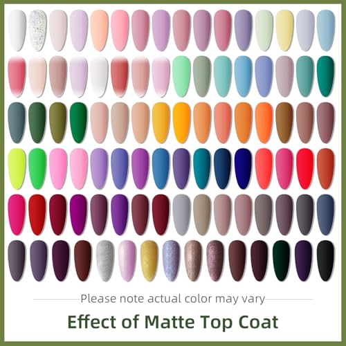 JODSONE 100 PCS Gel Nail Polish Kit No Wipe Soak off Base Coat and Matte Glossy Top Coat Gel Polish Collections for Salon and Home DIY Use