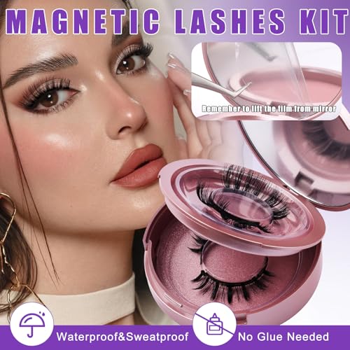 Magnetic Eyelashes with Applicator No Glue Reusable Magnetic Lashes Natural Lightweight Soft Magnetic Eyelash Wispy Easy to Use,2 Pairs of 2 Styles by Wendy Lashes(KS02/XM1)