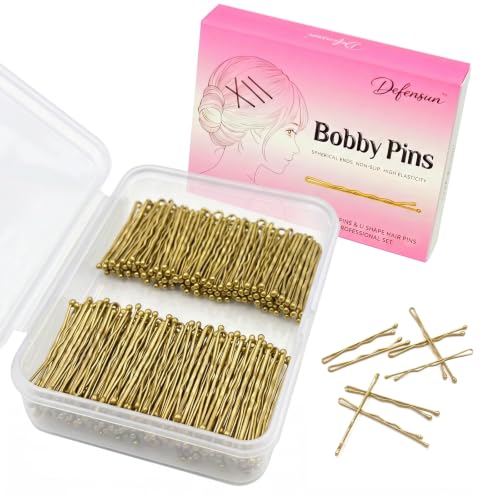 DEFENSUN Gold / Blonde 1.38" Mini Bobby Pins – 200 Pcs Hair Styling Set